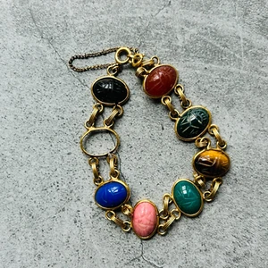 Riviera Scarab Bracelet Vintage Gemstone Bracelet As Is - Picture 1 of 8