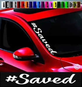 Calcomanía de coche cristiana con hashtag guardado de 20" pegatina parabrisas lateral pancarta perdonada - Imagen 1 de 1
