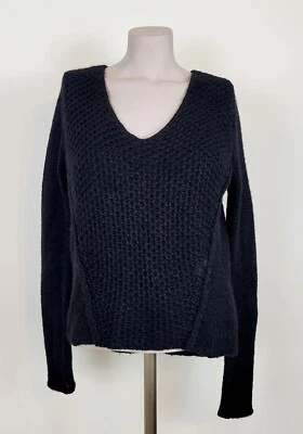 Helmut Lang Black Soft Luxe  Open Knit Alpaca Camel Hair Blend Sweater Sz S - Image 1 of 4