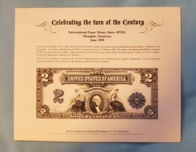 INTL. PAPER MONEY SHOW "MEMPHIS TN." $2 SOUVENIR CARD JUNE 1999 LOOK!! - Image 1 of 2