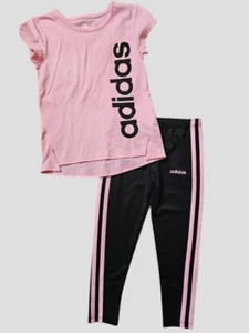 * NWT Pink and Black ADIDAS Jogging Running Pant Set Girls Size 4 - Picture 1 of 6
