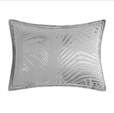 Hudson Park Collection Luxe Palmetto Cotton Silk Standard Sham Silver 20x28 Gray - Image 1 of 3