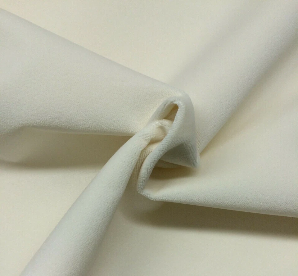 BALLARD DESIGNS SUNDANCE VELVET IVORY INSIDEOUT FURNITURE FABRIC BY YARD 55"W - Image 1 of 1