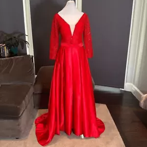 Damen volle Länge 3/4 Ärmel glitzerndes Mieder formelles Kleid Beinschlitz Größe 14 NEU - Bild 1 von 15