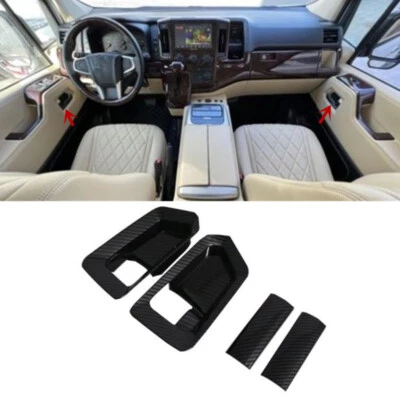 Carbon Fiber 4PCS Inner Door Handle Bowl Cover Trim For Toyota HIACE 2019-2022 — 第 1/4 张图片