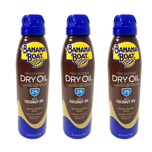 Banana Boat Dry Oil Clear Spray with Coconut Oil SPF 25 6oz, March 2026, 3 PACK - Picture 1 of 5