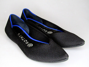 Black Rothy's Glen The Point Pointed Toe Womens Ballet Flat Shoes Sz 7