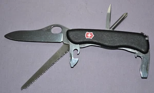 Victorinox One Hand Trekker Black Swiss Army 111MM Multi-tool Knife ~~ Excellent - Picture 1 of 7