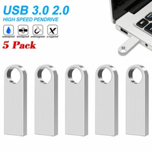 5 Pack USB 2.0 Flash Drive 64GB 32GB 16GB 8GB Metal Thumb Memory Stick Pendrive - Picture 1 of 14