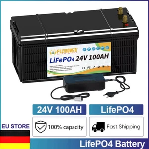 Batería de litio 24V 100Ah LiFePO4 batería BMS 15000+ ciclos autocaravana instalación solar - Imagen 1 de 20