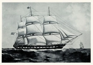 1859 Frigate NEWCASTLE, 1925 vintage nautical print Tall Sailing Ship - Picture 1 of 3
