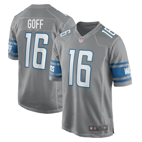 Detroit Lions Jared Goff #16 Nike Men's Silver Official NFL Player Game Jersey Cover