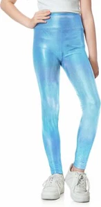 Girls Metallic Active Leggings Size 4-14 Years Shiny 13-14 Years, Blue  - Picture 1 of 7