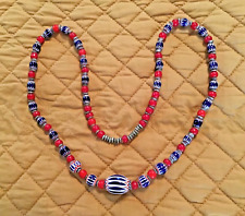 Chevron, Red White Heart, Trade Bead Mountain Man Southwestern Necklace
