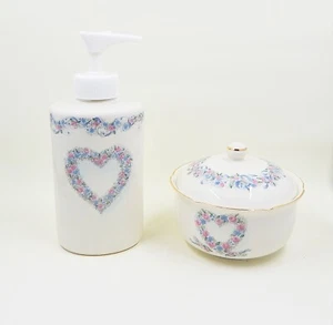 Otagiri Porcelain Romance Lotion Soap Dispenser and Trinket Box Jar Lidded Japan - Picture 1 of 7