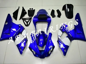 Blue White ABS Injection Mold Bodywork Fairing Kit Panels for YZF R1 2000 2001 - Picture 1 of 6