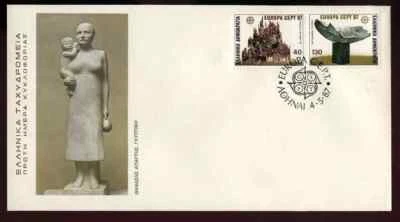 Greece Europa Cept 1987 , Composition & Delphic Light Greek First Day Cover FDC - Image 1 of 2