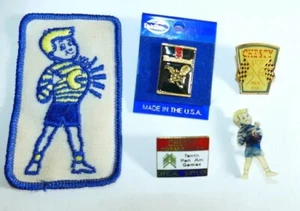 3 VTG Chesty Potato Chips Pins Indianapolis 500, Pan Am, Boy & 1 Krunchers Pin - Picture 1 of 13