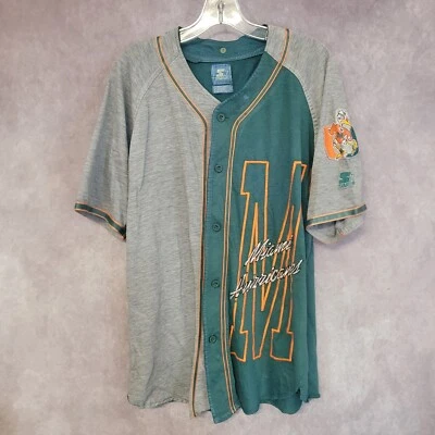 Camiseta deportiva de béisbol dividida vintage de los 90 para hombre de los Miami Hurricanes 2 tonos L Foto 1 de 4