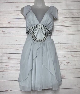 BCBG Grey Crepe Dress with Bronze Studding Sz 8 !!READ!! - Picture 1 of 11