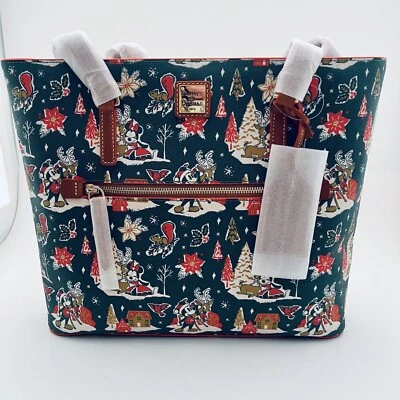 Bolso de Mano Dooney & Bourke Disney Parks Mickey & Minnie Verde Navidad Vacaciones NUEVO Foto 1 de 4