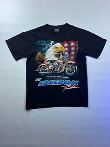 Vintage REO Rock Of The T-Shirt Black "Let Freedom Ride" Graphic Tee 100% Cotton - Picture 1 of 5