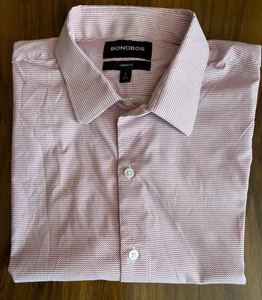 Bonobos Shirt Mens Large Red & White Short Sleeve Button Up Standard Fit - Picture 1 of 11