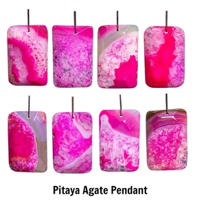 Natur Achat lebendig rosa Rechteck Heilkristall Anhänger/Halskette 40-50mmx10mm - Bild 1 von 12