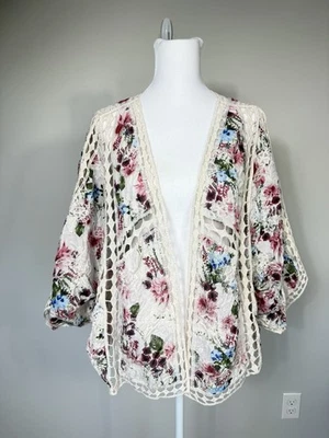 Top Kimono Floral Rachel Zoe Encaje Crochet Artístico Boho Fairycore Festival Casa de Campo Foto 1 de 4