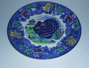 WOOD'S BURSLEM ENGLAND PIATTO 10" TACCHINO VINTAGE BLU COBALTO - Foto 1 di 2