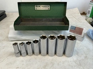 SK Tools 4408, 8pc 3/8 Drive Deep 6pt SAE Socket Set, USA Made - Picture 1 of 20