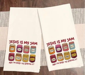 Kitchen Towel Jesus Is My Jam Tea Towel Cotton Flour Sack Size 28x28 New - Picture 1 of 1