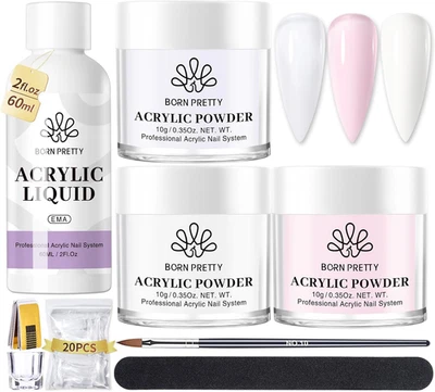 Acrylic Nail Kit Acrylic Powder and Liquid Set, Pink White Clear Acrylic Powder  - Image 1 of 4