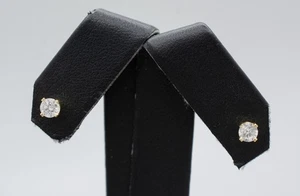 (MA5) 14K Yellow Gold Diamond Earrings .34 ctw 0.5 Grams Total - Picture 1 of 5