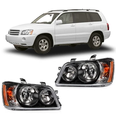 For 2001-2007 Toyota Highlander Headlight Assembly Black Housing Left+Right - Imagem 1 de 4