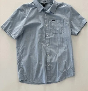 Volcom Shirt Men's Large Short Sleeve Button Up Blue 1 Pocket Casual - Picture 1 of 3