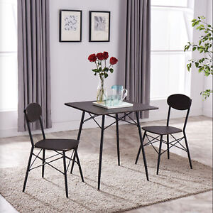 Kings Brand Furniture - 3 Piece Dining Set, Table & 2 Chairs, Black/Walnut