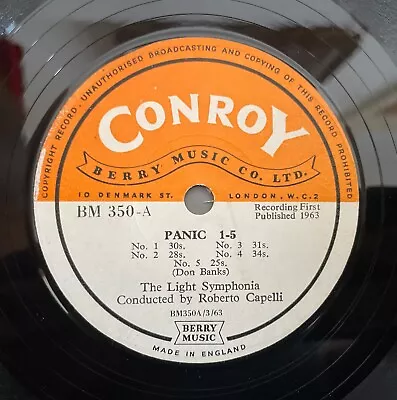 10” LIBRARY 78: ROBERTO CAPELLI / DON BANKS - Panic. CONROY. BM 350 - Image 1 of 2