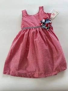 Little Girls Size 4 Red Gingham Summer Dress 4th of July NEW - Picture 1 of 5