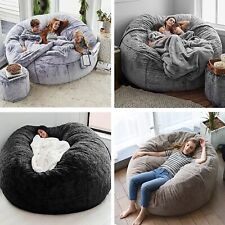 5/6Ft Giant Bean Bag Cover Memory Living Room Chair Lazy Sofa Cover No Flling Us