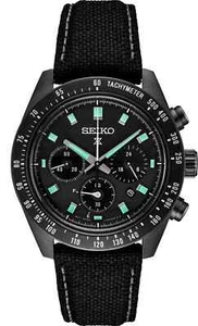 Seiko SpeedTimer Night Vision Solar Black Chronograph Men's Watch SSC923 - Picture 1 of 3