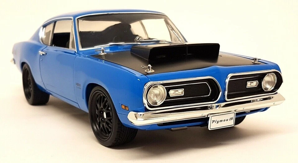 Acme 1/18 1969 Plymouth Hemi Cuda Street Fighter Blue Diecast Model Car - Image 1 of 4