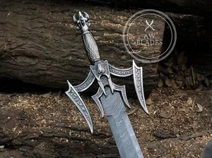 Handgeschmiedetes Wikingerschwert Damaststahl Langschwert Fantasy Schwert mit Scheide - Bild 1 von 6