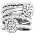 5 banded ring with 2 pave diamond clusters in 18k white gold, (0.60 cts)...