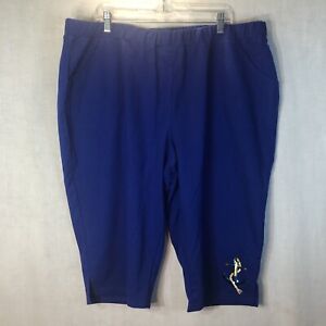 Quacker Factory Sz 2x Royal Blue Knit Shorts Sequin Anchor Jeannie Bice Pull-on