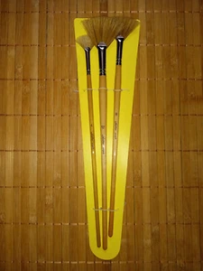 Oil Acrylic Paint Brushes Artist Fan Paint Brush Set Hog Bristle Long Handle ... - Picture 1 of 2