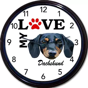 Dackel Hund Welpe Wanduhr I Love My Dackel Hunde Hunde Neu 10" - Bild 1 von 1