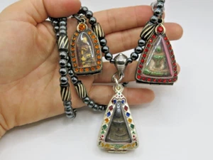 Juego de 3 Collar Antiguo Amuleto Buda Tailandés Colgante Hematita Phra Rod Nangpaya - Imagen 1 de 10