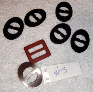 Lot of 7 Vintage Buckles Slides Unused USA Seller Sewing Crafts 5 BLK, 2 RED AN - Picture 1 of 7