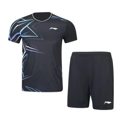 Traje de entrenamiento de bádminton Li-Ning para hombre camisetas deportivas pantalones cortos AsiaFit AATU051-1 Foto 1 de 4